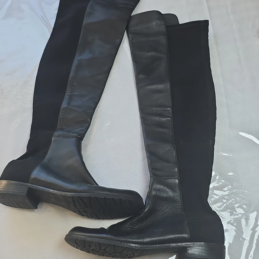 🌸Stuart‎ Weitzman Reserve Leather Black Over-the-Knee Boots